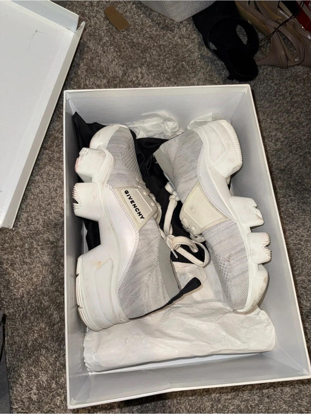 Givenchy Off-White Knit Sock Platform Sneakers
